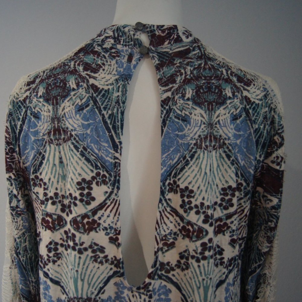 Free People Women's Long Sleeve Lace Layered Front Open Back Blouse Size XS - Picture 7 of 8